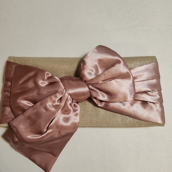 Chic Pink and Tan Wristlet with Satin Bow - Picture 8 of 8